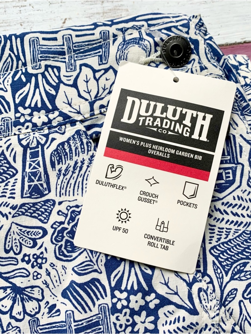 NWT Duluth 1X x31L Heirloom Gardening Bib Overalls Farm Toile Garden Outdoors - Picture 4 of 8